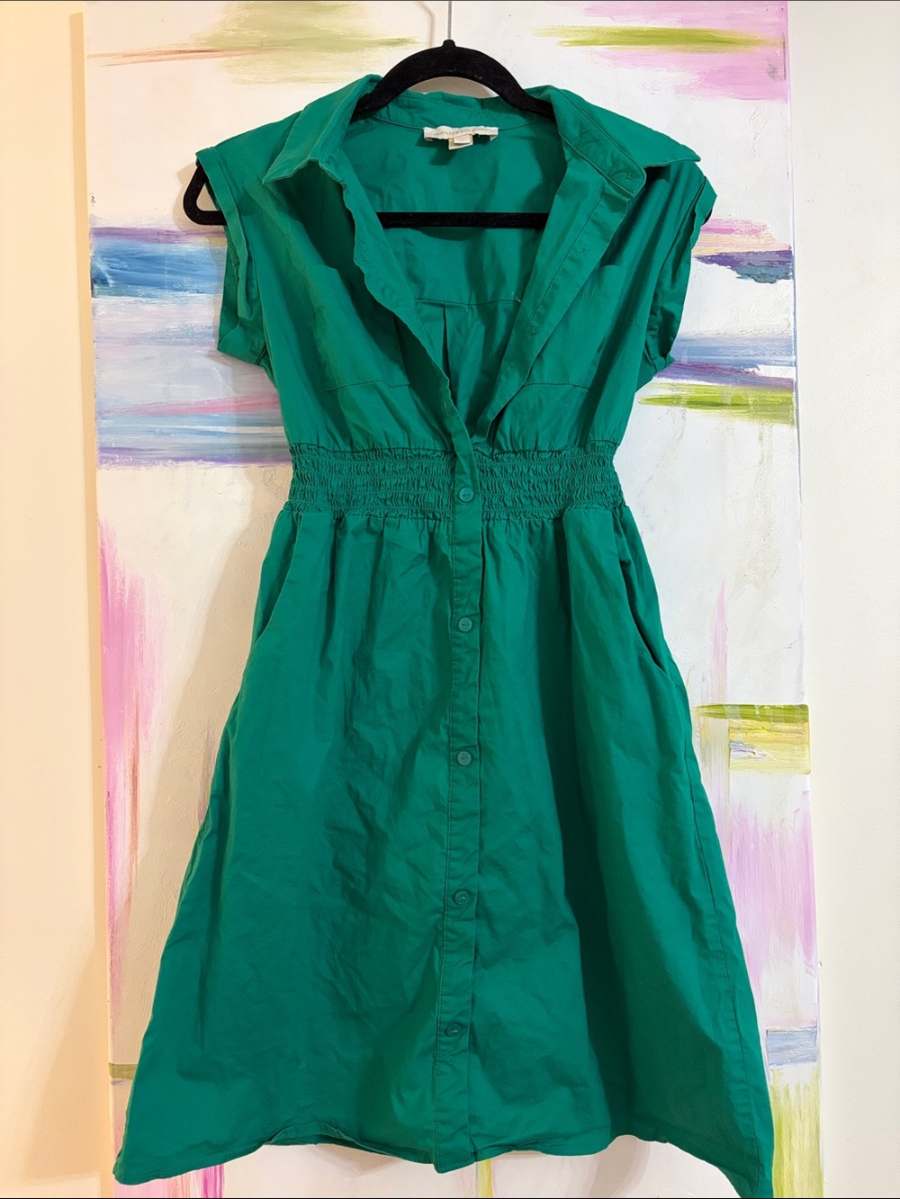 Monteau Teal Green Button-Front Midi Dress